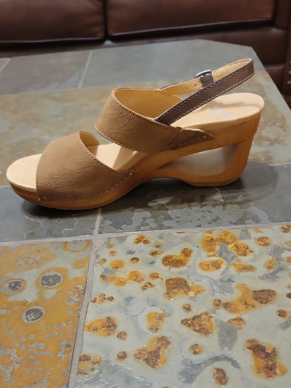 Dansko | Tamia Wood Wedge Sandal Dark Tan - Women's European size 39